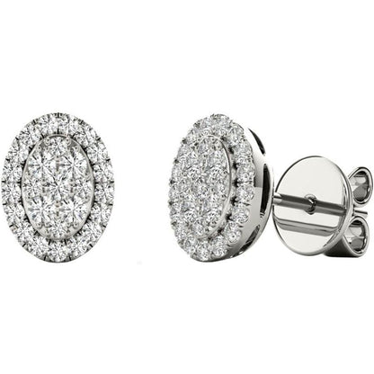 .31 TCW White Gold Diamond Halo Pave Earrings E20237W