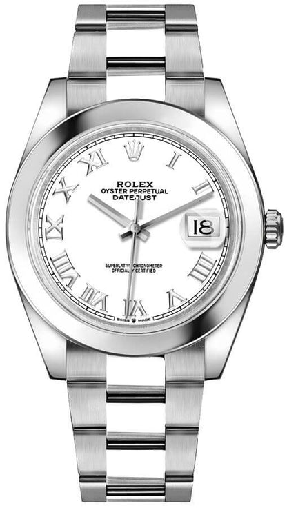 Rolex Datejust 41 White Roman Dial Men's Watch 126300-0015