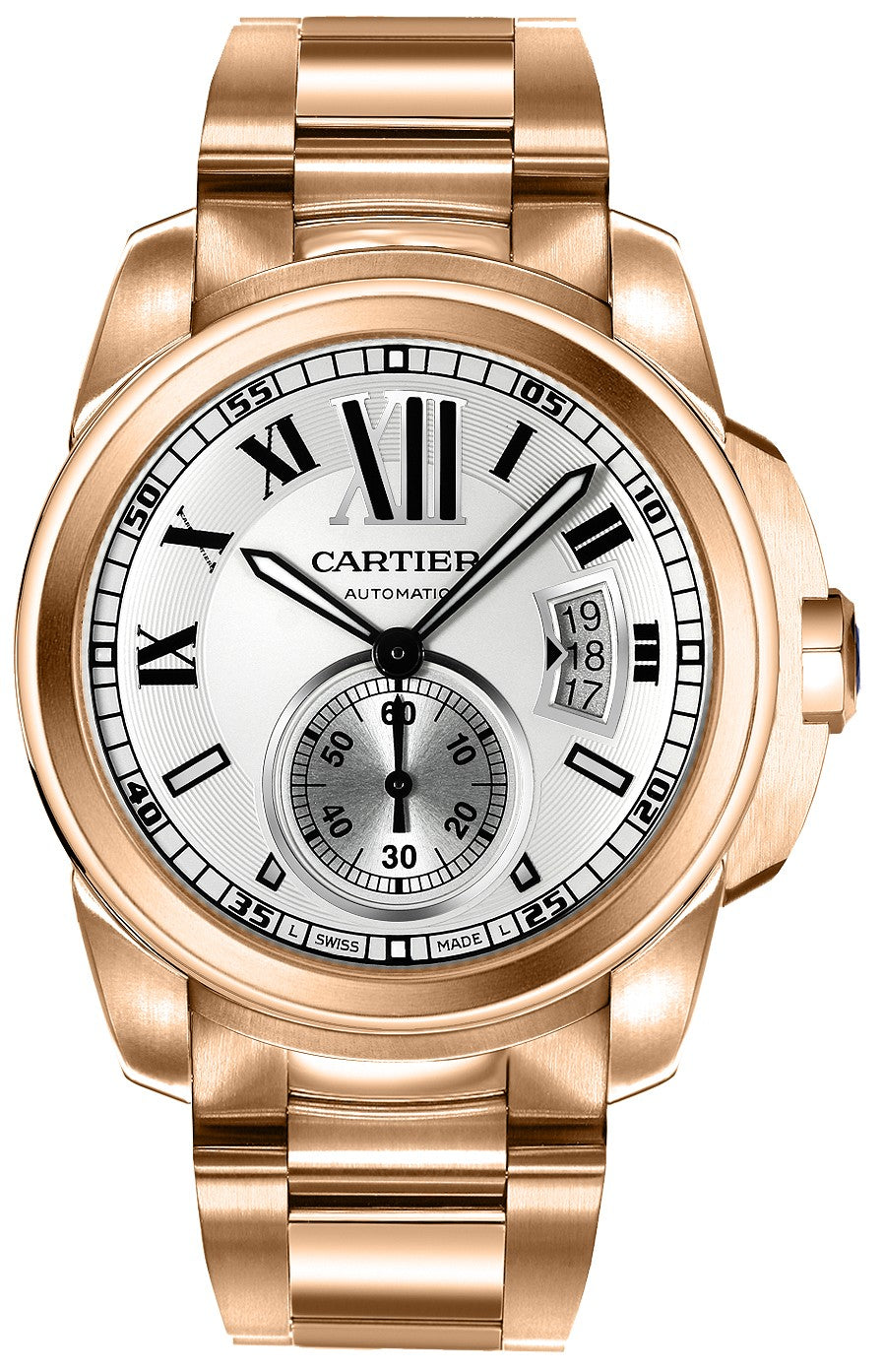 Cartier Calibre de Cartier Solid 18k Rose Gold Men's Watch W7100018