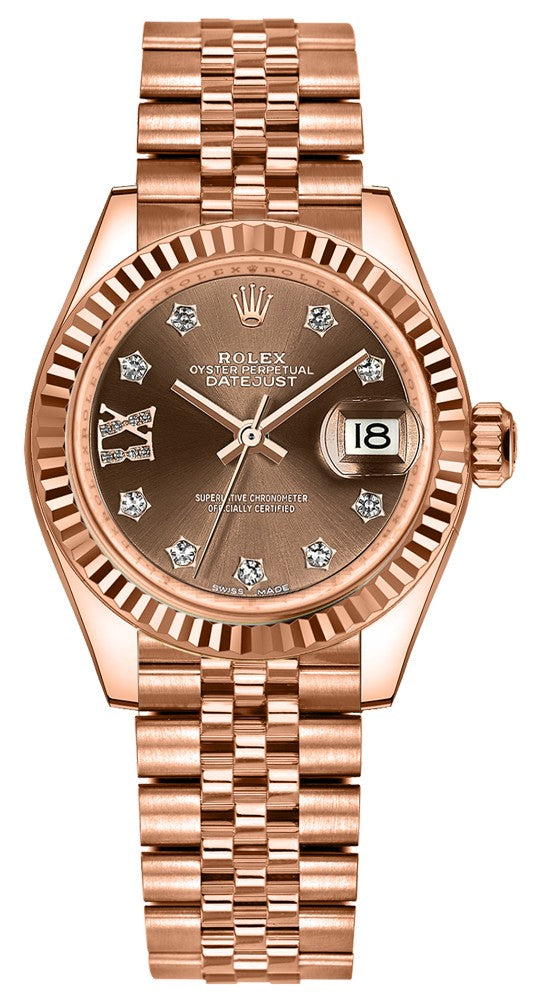 Rolex Lady-Datejust 28 Chocolate Dial Women's Watch 279175-0004