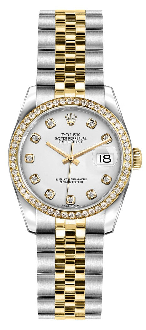 Rolex Lady-Datejust 26 White Diamond Dial Gold & Steel Watch 179383