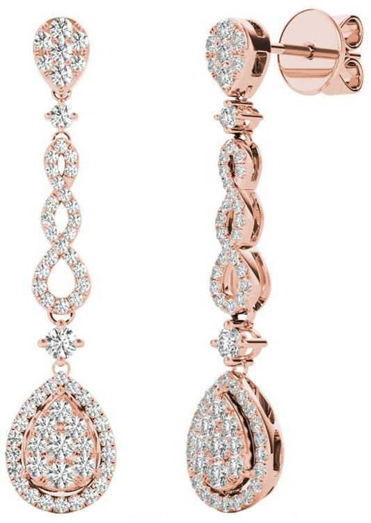 Diamond Earrings, .58 Carat Diamonds on 18k Rose Gold E20251R