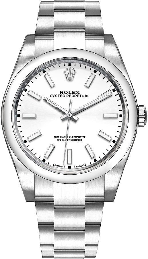 Rolex Oyster Perpetual 39 White Dial Men's Watch 114300-0004