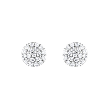 Diamond Cluster Earrings, 0.45 Carat on Solid 18k White Gold