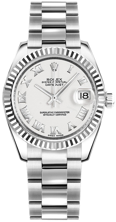 Rolex Datejust 31 White Roman Numeral Oyster Bracelet Watch 178274-0082