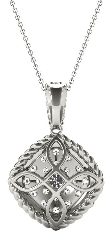 Diamond Square Pendant, 1.41 Carat on Solid 18k White Gold P20246W