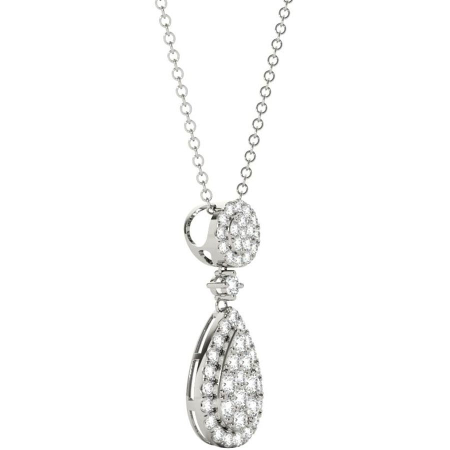 Diamond Pear Pendant, .65 Carat on Solid 18k White Gold P21959W