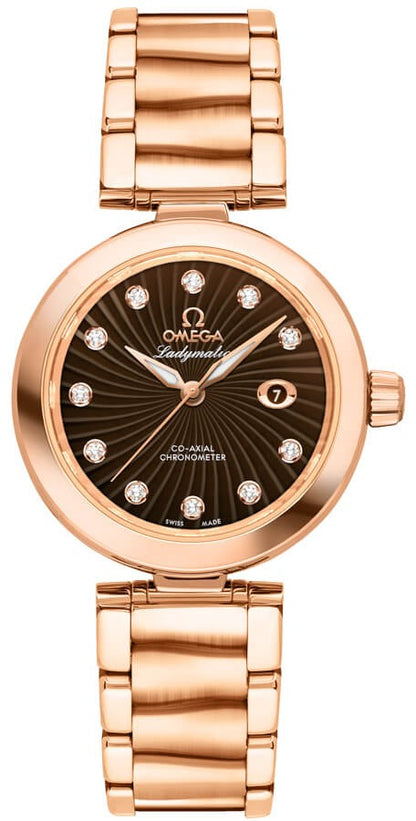 Omega De Ville Ladymatic Solid 18k Rose Gold 34mm Women's Watch 425.60.34.20.63.001