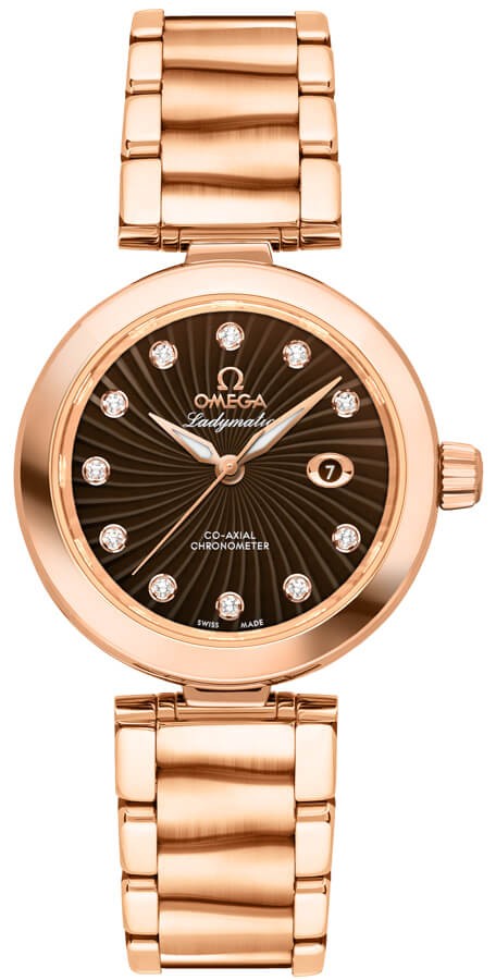 Omega De Ville Ladymatic Solid 18k Rose Gold 34mm Women's Watch 425.60.34.20.63.001