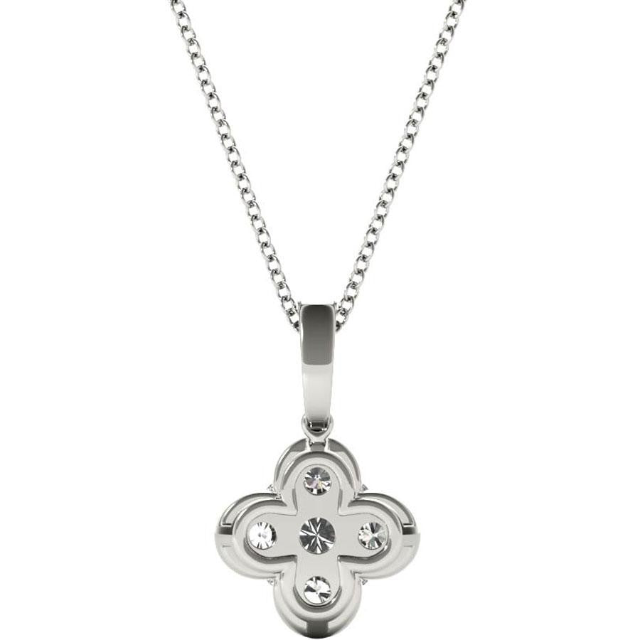 Diamond Flower Pendant, .95 Carat on Solid 18k White Gold P21970W