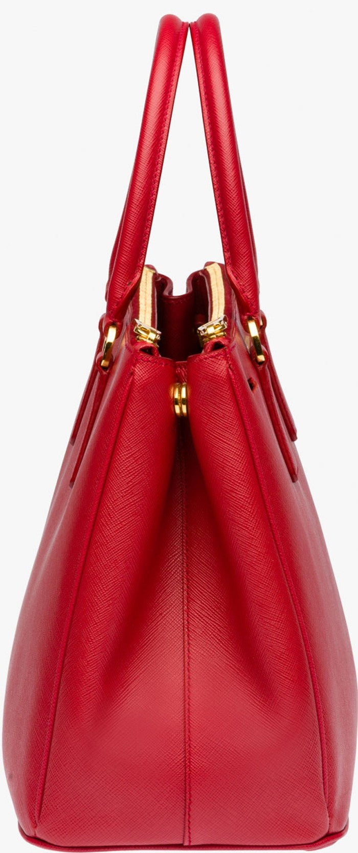 Women's Red Prada Saffiano Lux Medium Double-Zip Tote Bag