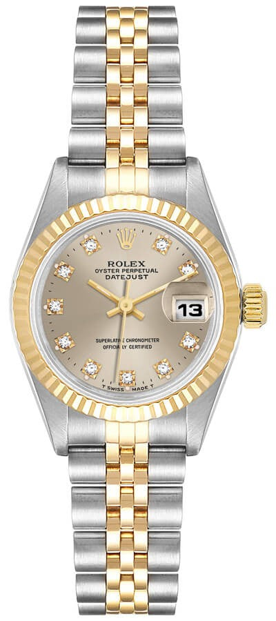 Rolex Lady-Datejust 26 Silver Dial Fluted Bezel Women's Watch 69173