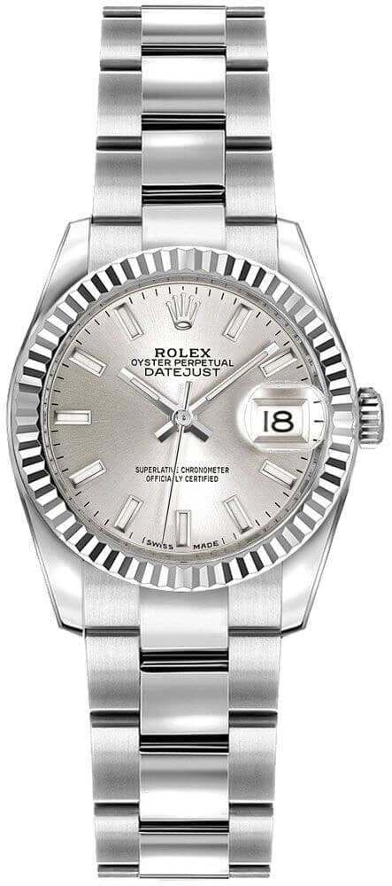 Rolex Lady-Datejust 26 Silver Dial Oyster Bracelet Women's Watch 179174