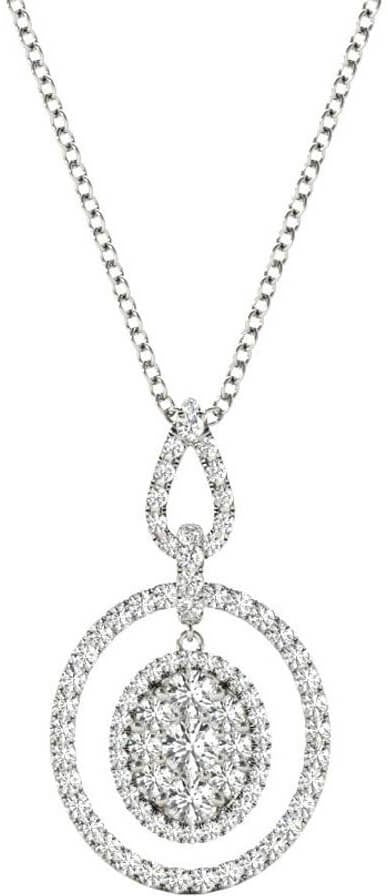 Diamond Pendant, 1.04 Carat on Solid 18k White Gold Women's Necklace P21956W