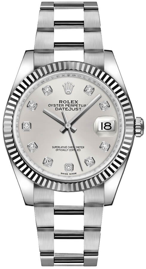 Rolex Datejust 36 Silver Diamond Women's Watch 116234-0136