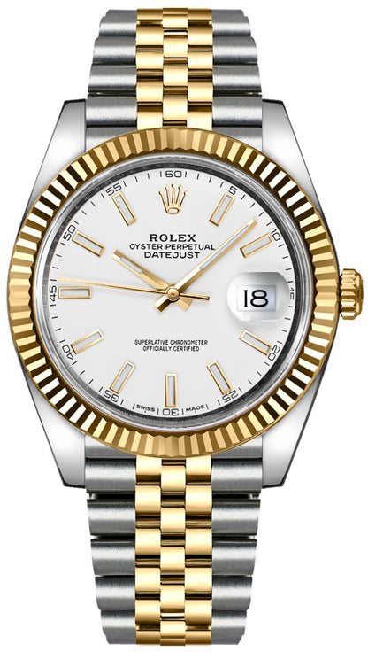 Rolex Datejust 41 White Dial Jubilee Bracelet Watch 126333-0016