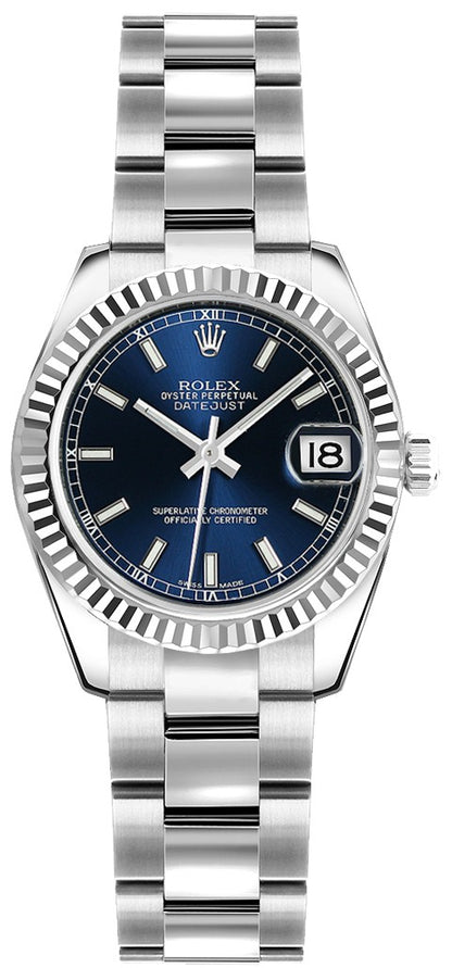 Rolex Lady-Datejust 26 Blue Dial Women's Watch 179174