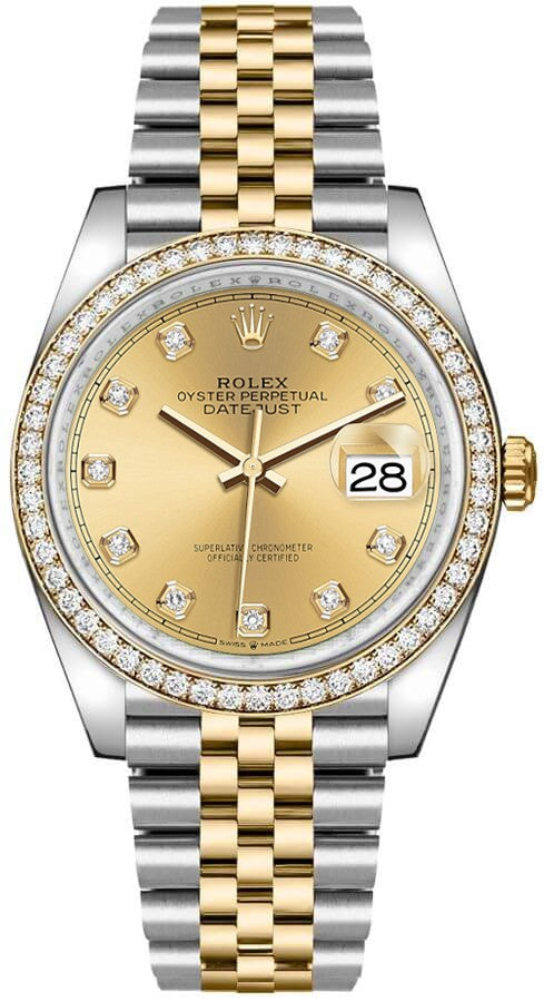 Rolex Datejust 36 Champagne Dial Diamonds Unisex Watch 126283RBR-0003