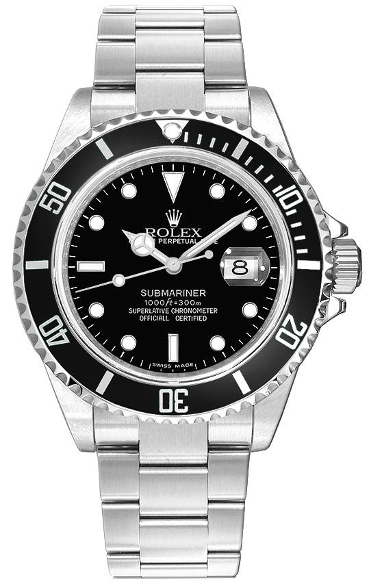 Rolex Submariner Date 40mm Steel Automatic Black Dial Men's Watch 16610