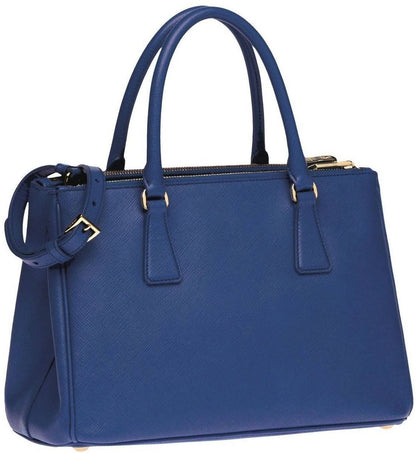 Prada Blue Saffiano Lux Small Double-Zip Tote Bag