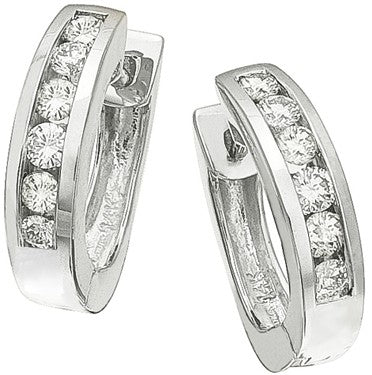 Diamond Earrings, .38 Carat Round Diamonds on 14K White Gold