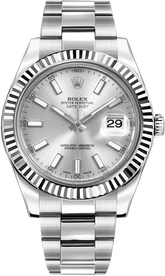 Rolex Datejust II 41 Automatic White Gold Bezel Watch 116334