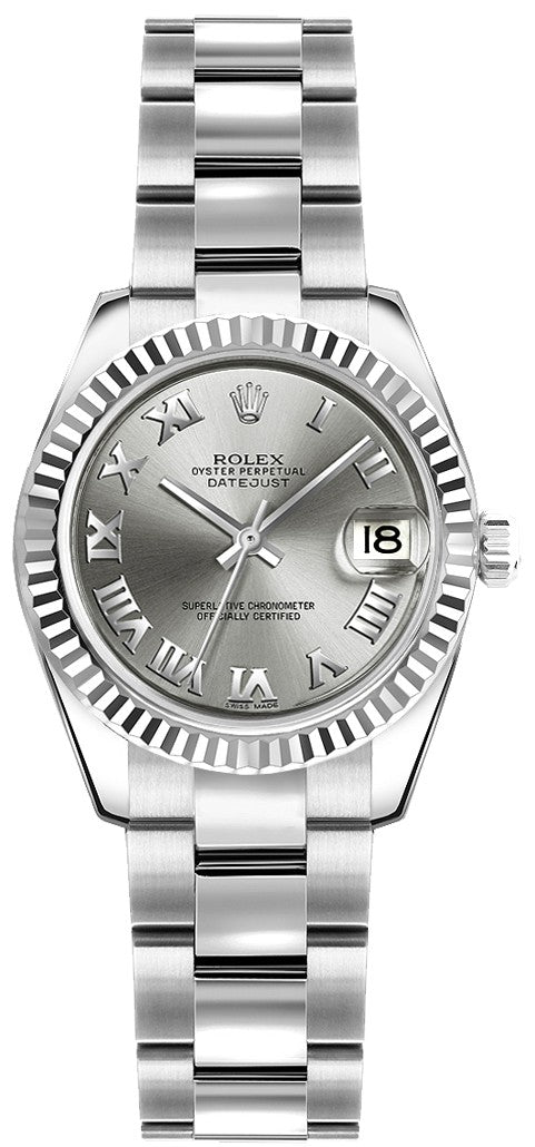 Rolex Lady-Datejust 26 White Gold Bezel & Steel Watch 179174