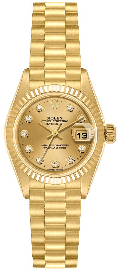 Rolex Lady-Datejust 26 18k Yellow Gold Women's Luxury Watch 79178