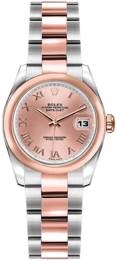 Rolex Lady-Datejust 26 Pink Roman Dial Gold & Steel Women's Watch 179161-0065