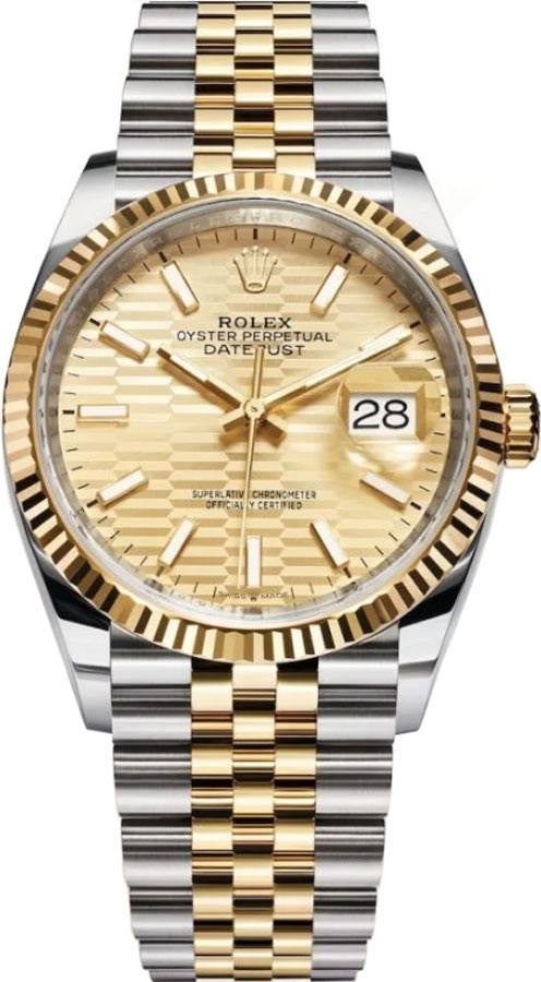 Rolex Datejust 36 Golden Fluted-Motif Dial Unisex Luxury Watch 126233-0039