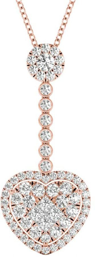 Diamond Heart Pendant, 1.01 Carat on 18k Rose Gold P20217R