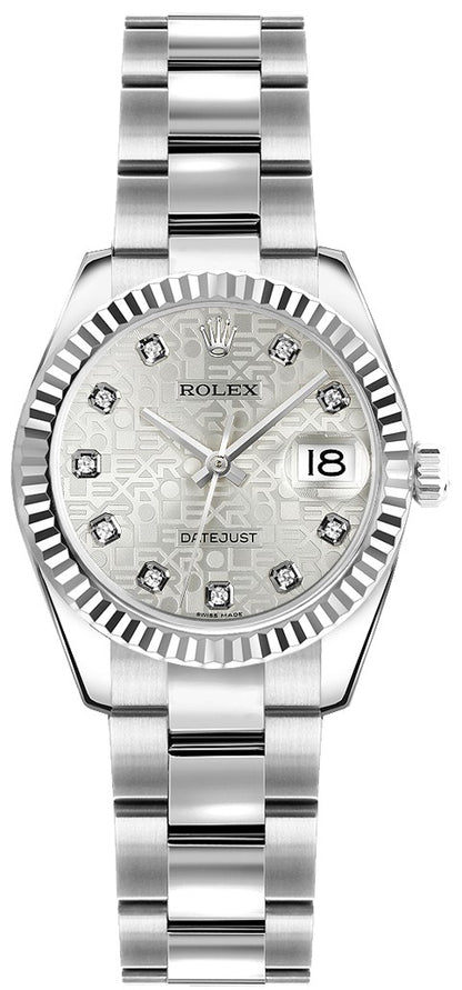 Rolex Lady-Datejust 26 Silver Dial Oyster Women's Watch 179174