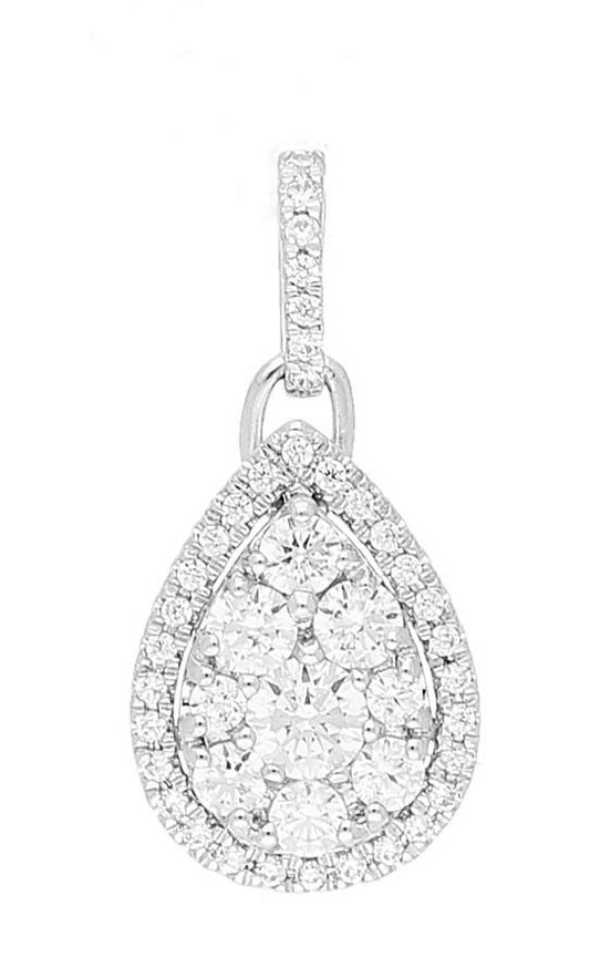 Diamond Teardrop Pendant, 0.57 Carat on Solid 14k White Gold PSV342W