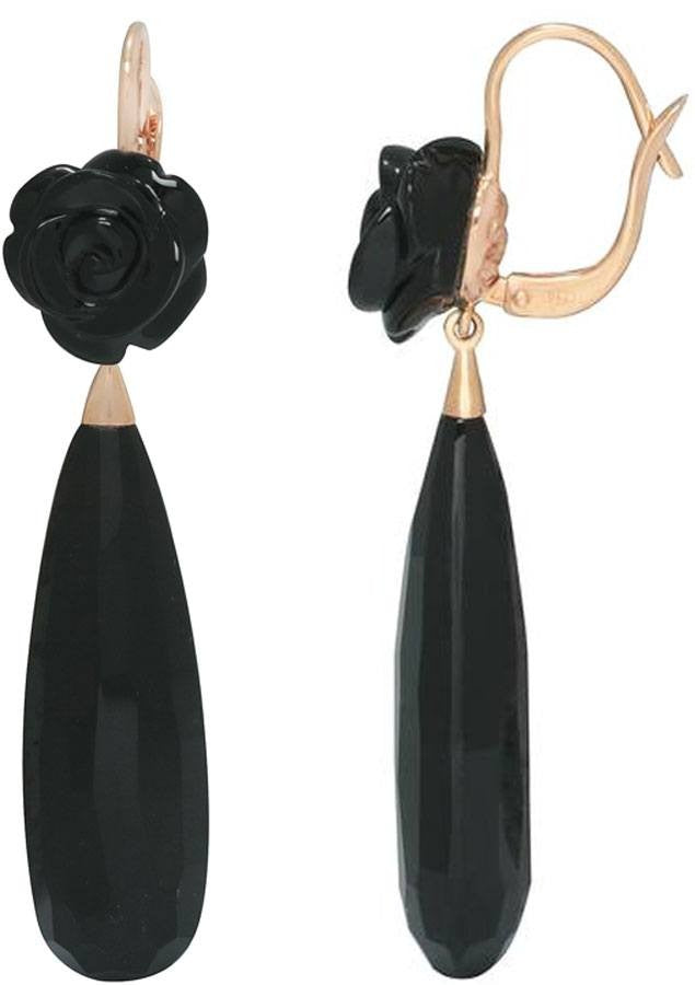 Mimi Milano 18k Rose Gold Onyx Black Agate Earrings O229R80-43