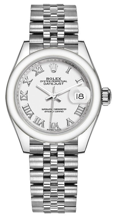 Rolex Lady-Datejust 28 White Roman Numeral Dial Watch 279160-0015