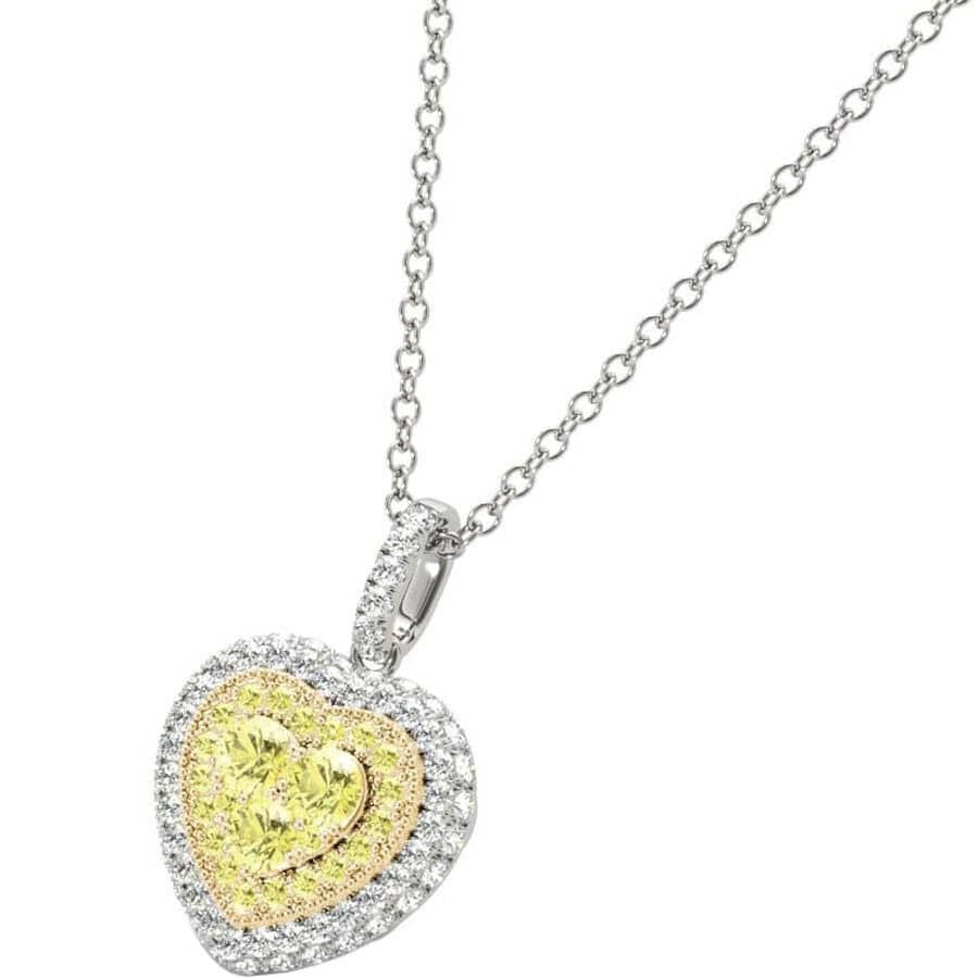 Diamond Heart Pendant, .61 Carat on Solid 18k White & Yellow Gold P21952WY