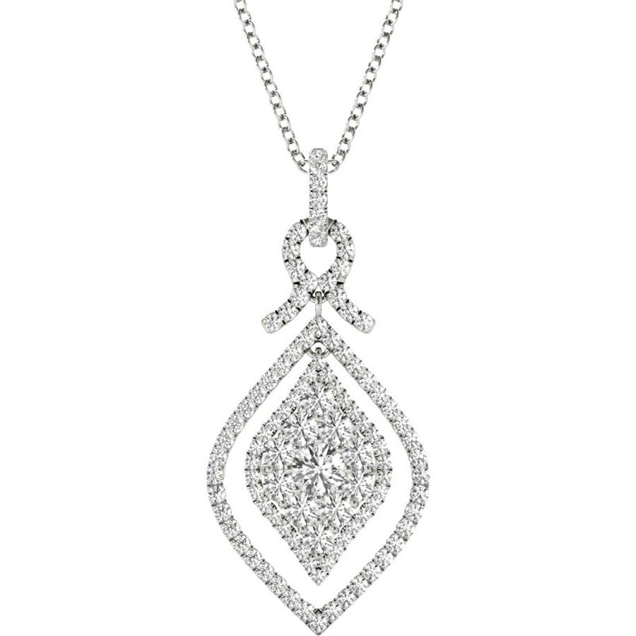 Diamond Pendant, .95 Carat on Solid 18k White Gold P21955W