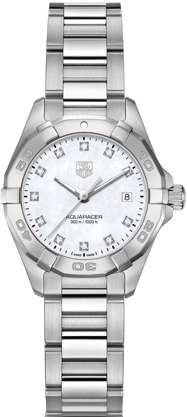 Tag Heuer Aquaracer White Pearl Diamond Ladies Watch WAY1413.BA0920