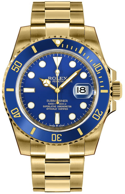 Rolex Submariner Date Solid 18k Yellow Gold Men's Watch 126618LB-0002