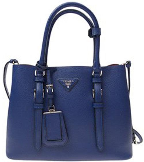 Blue Women's Prada Saffiano Cuir Double Small Tote Bag