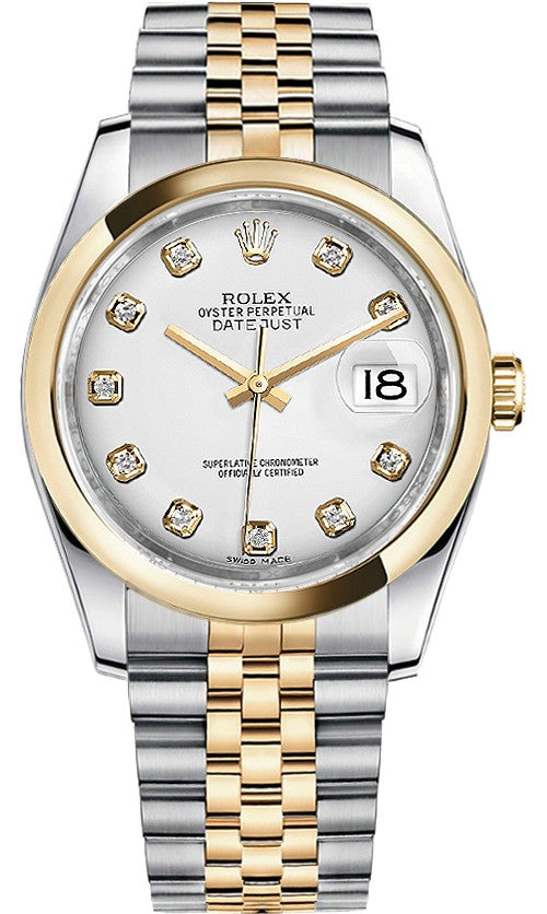 Rolex Datejust 36 Watch White Diamond Dial 116203-0175