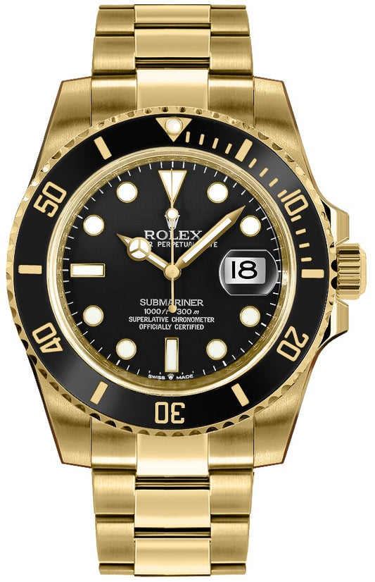 Rolex Submariner Date Black Dial Yellow Gold Men's Watch 126618LN-0002