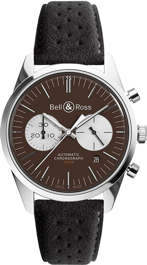 Bell & Ross Officer Brown Steel Men's Watch BRG126-BRN-ST/SST