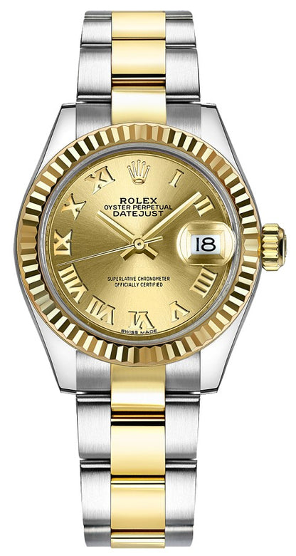 Rolex Lady-Datejust 28 Champagne Roman Numeral Women's Watch 279173-0010