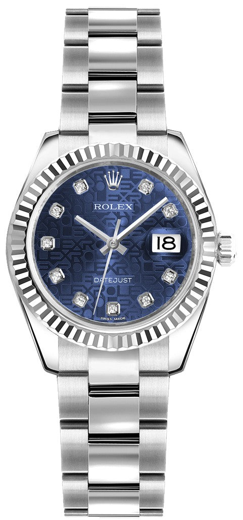 Rolex Lady-Datejust 26 Blue Diamond Jubilee Dial Watch 179174