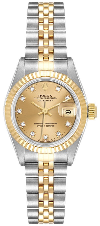 Rolex Lady-Datejust 26 Champagne Diamond Dial Women's Watch 69173