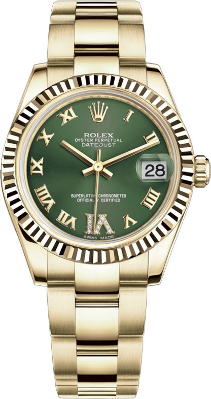 Rolex Datejust 31 Green Dial Gold Watch 178278-0131