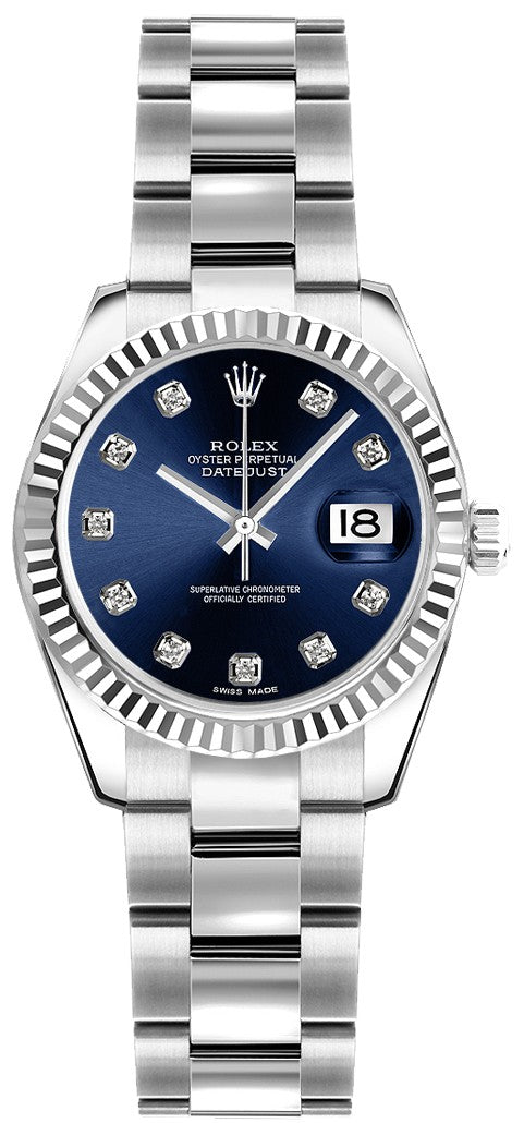 Rolex Lady-Datejust 26 Blue Diamond Oyster Bracelet Watch 179174