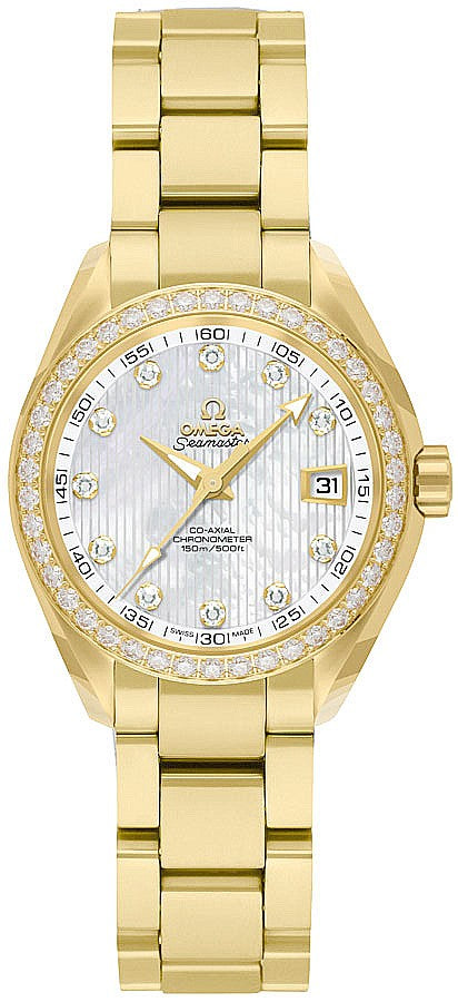 Omega Seamaster Aqua Terra Solid 18k Yellow Gold Diamond Women's Watch 231.55.34.20.55.001