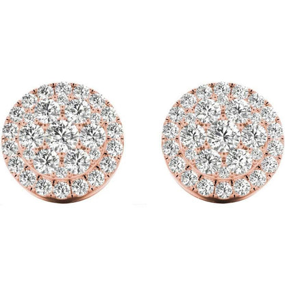 .43 TCW Rose Gold Diamond Halo Pave Earrings E20236R